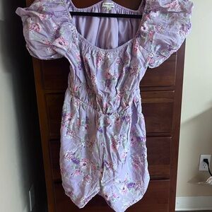 Francesca's Collections Lilac Floral Shorts Romper